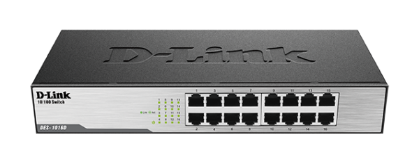 D-Link 16‑Port Fast Ethernet Unmanaged Desktop Switch - DES‑1016D