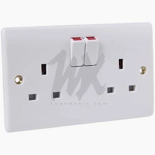 13A 2 Gang Double Pole Switched Double Socket Outlet