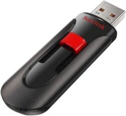 Sandisk Cruzer Glide USB Flash Drive, 64 GB, Black/Red