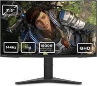 Lenovo G32QC-10 31.5 inches QHD Curved LED Gaming Monitor With Stand 144hz, 4ms, AMD FreeSync, HDMI 1.4 and DP 1.2, Black, 66A2GACBUK | G19315QG0