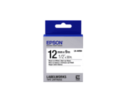 Epson 12mm Black on white Labelling Tape