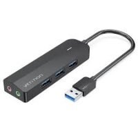 Vention 0.15m 3-Port USB 3.0 Hub with Sound Card and Power Supply - CHIBB