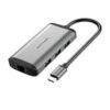 Vention 0.15m Metal type USB C Multi-function 8 in 1 Docking Station Type-C to HDMI,USB3.0, RJ45 - CNDHB