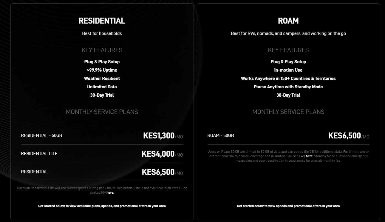 starlink internet packages