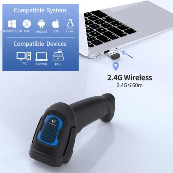 1D and 2D Qr Code Barcode Scanners Wireless+Usb Wired Scanning