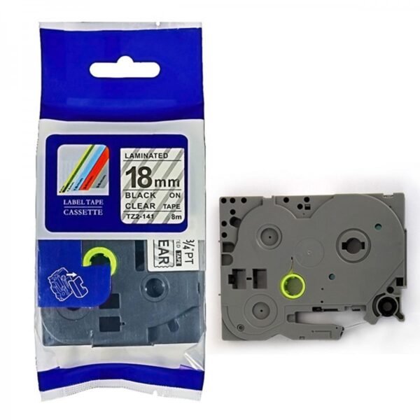 Brother TZ2-141 Label Tape 18mm x 8m Black on Clear