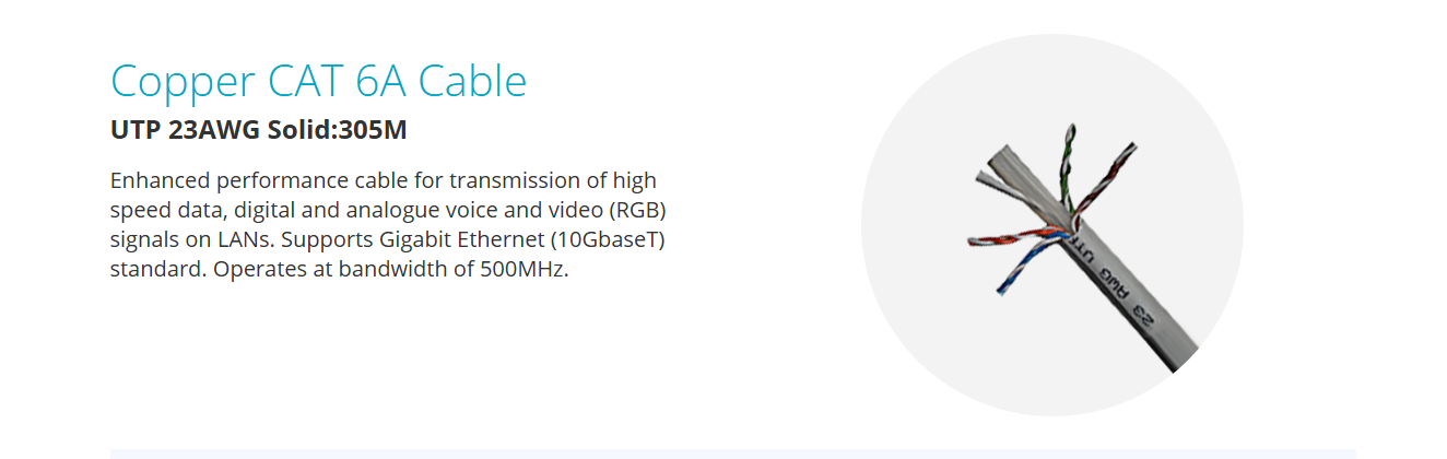 Copper CAT 6A Cable