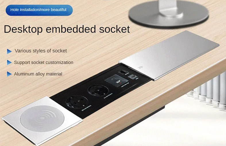 Multifunction Slide Cover Socket desktop embedded socket
